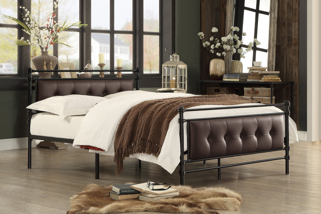 Jayla Full Platform Bed in Brown/Black/Metal - 2050F-1 - FAMSA Furniture (TX)