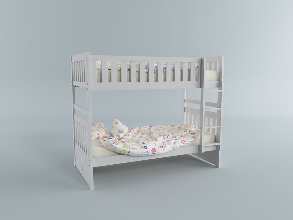 Galen (3) Twin/Twin Bunk Bed in White - B2053W-1* - FAMSA Furniture (TX)