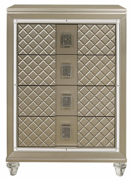 Youth Loudon 4 Drawer Chest in Champagne Metallic B1515-9