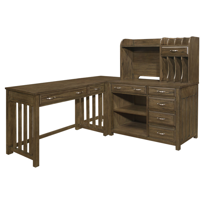 Blanche 4pc Corner Desk (Desk+Corner+Credenza+Hutch) in Brown - 4522*4 - FAMSA Furniture (TX)