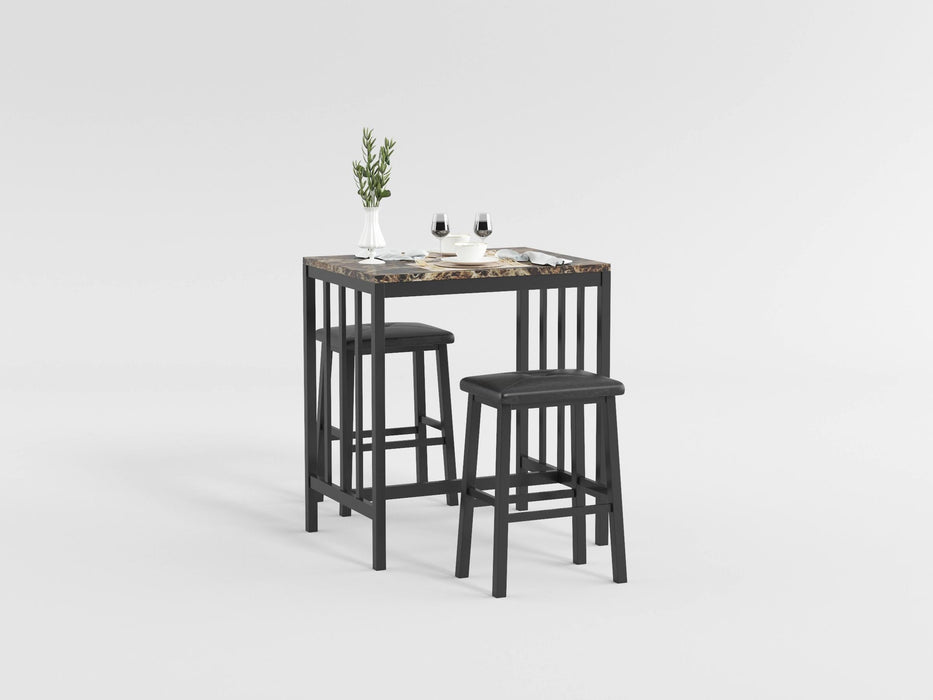 Edgar 3-Piece Pack Counter Height Set in Brown/Black - 5106BK - FAMSA Furniture (TX)