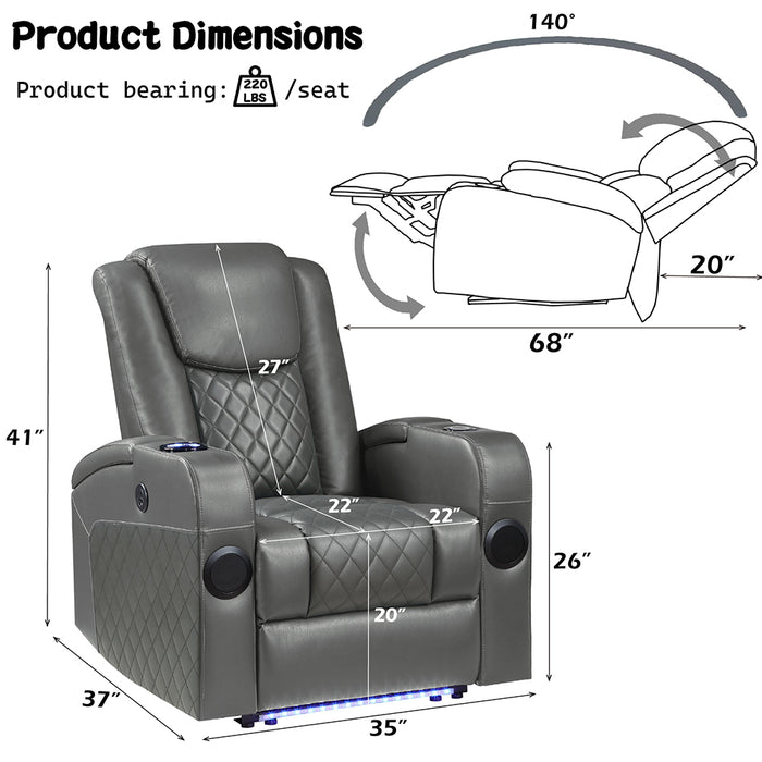Alair Power Motion Recliner w/Bluetooth Speaker & Cooling Cup Holder - Image 10
