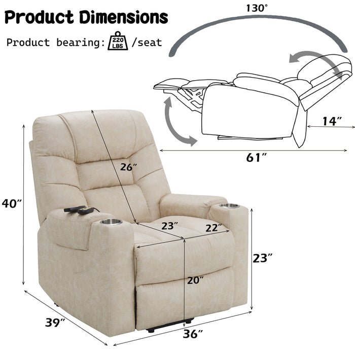 Nairi Power Recliner w/Lift, Heating & Massage - Image 14