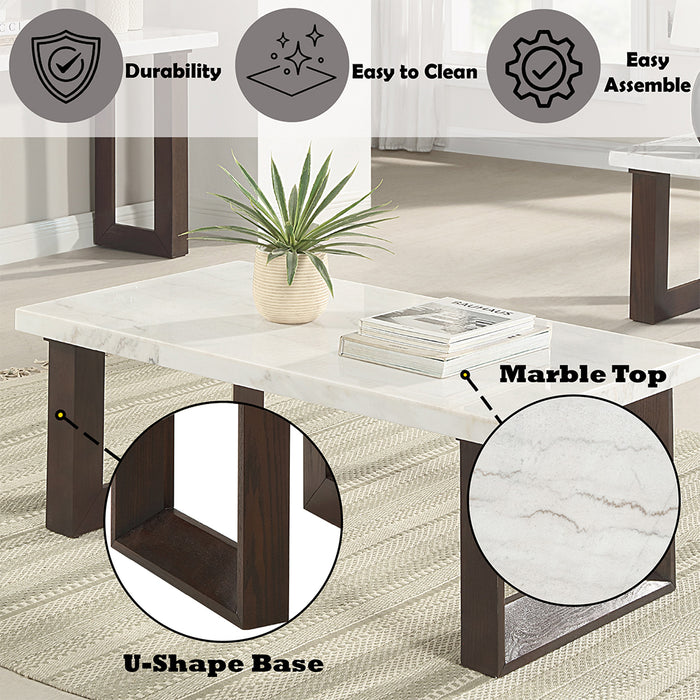 Edwyn Coffee Table w/Natrual Marble Top - Image 7