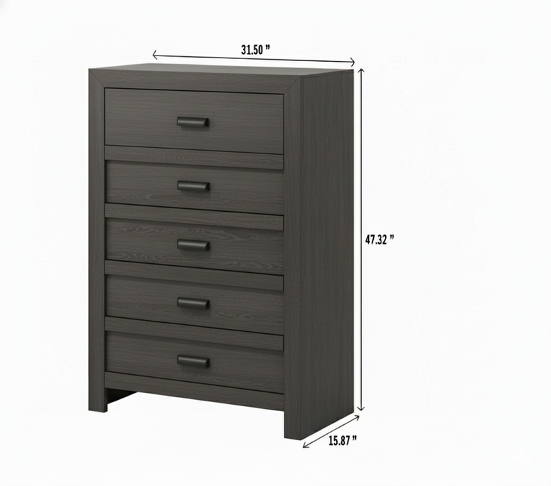 Valor 5-Drawer Chest - Gray