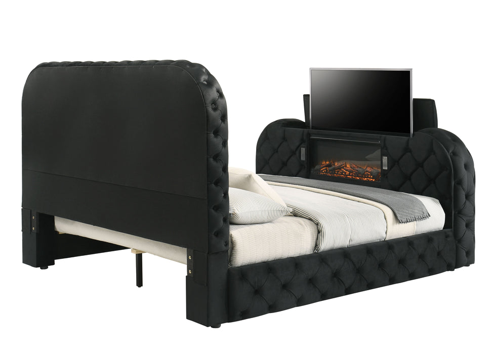 Kana Eastern King Bed w/LED, Fireplace & TV Cabinet - Image 12